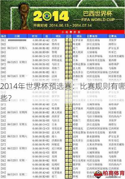 2014年世界杯预选赛：比赛规则有哪些？