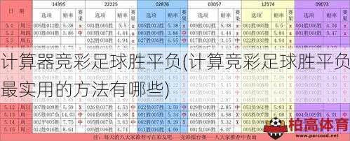 计算器竞彩足球胜平负(计算竞彩足球胜平负最实用的方法有哪些)